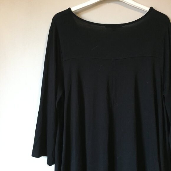 Green Envelope USA Made Witchy Black Reverse Handkerchief Hem A-Line Shirt - Picture 6 of 16